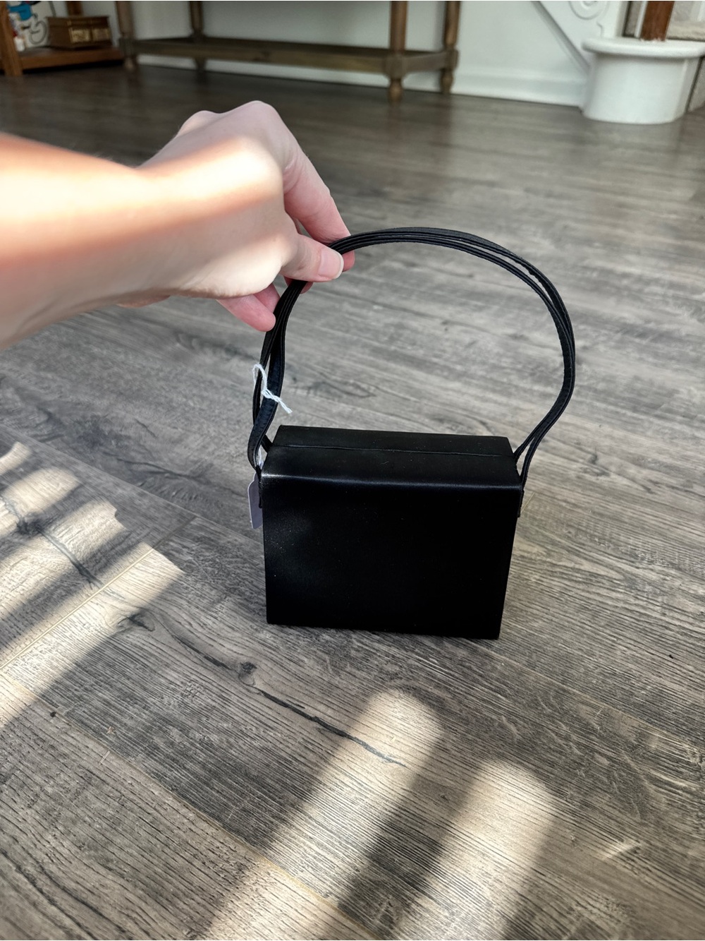 Vintage Chateau Black Mini Top-Handle Box Bag